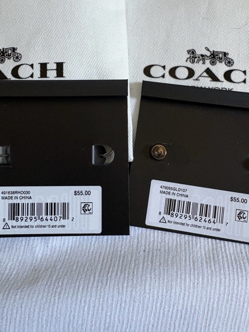 NWT Coach Gold-Tone Heart Crystal and Pearl Drop Earrings and Silver-tone hoops - Picture 5 of 6